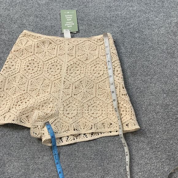 H&M Shorts Womens XS Extra Small Cream Side Zip Crochet Knit Inner Lined Culotte - Picture 6 of 11
